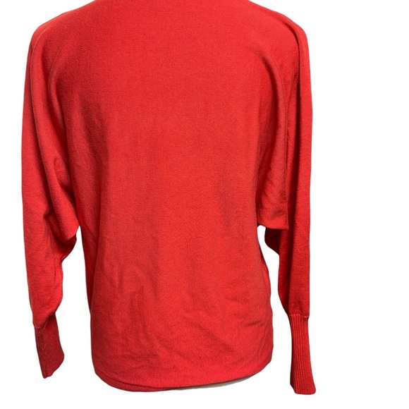 Cable and gauge size small boat neck long sleeve knit orange sweater. - Picture 4 of 7